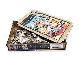 Пазл Алма деревянный 1000 деталей Пушистые создания. Разноцветные щенки