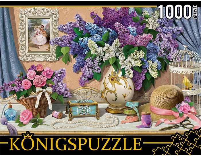 Пазл Konigspuzzle 1000 деталей: Нежный натюрморт с сиренью