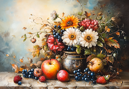 Пазл Алма деревянный ПРЕМИУМ 1000 деталей. Цветы и натюрморты. Щедрость природы