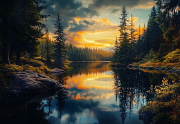 Пазл Алма деревянный 1000 деталей Волшебство природы. Тайны вечернего озера