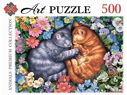 Пазл Artpuzzle 500 деталей: Спящие котята в цветах