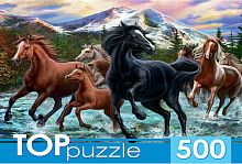 Пазл TOP Puzzle 500 деталей: Табун лошадей в горах