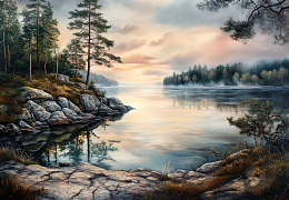 Пазл Алма деревянный ПРЕМИУМ 1000 деталей. Волшебство природы. Лесное зеркало