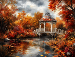 Картина интерьерная на стену, постер Беседка в парке