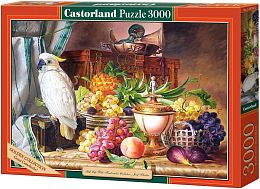 Пазл 3000 деталей Castorland, Натюрморт с фруктами и какаду, Йозеф Шустер