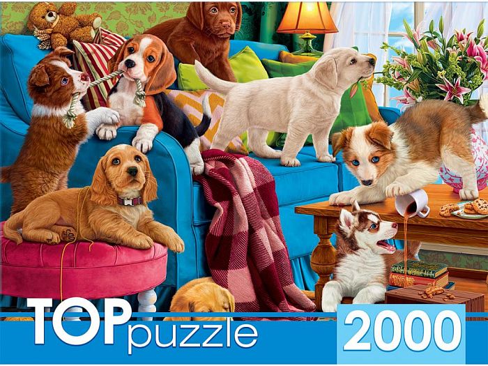 Пазл TOP Puzzle 2000 деталей: Щенки одни дома