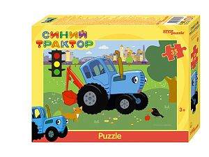 Пазл Step puzzle 35 деталей: Синий трактор