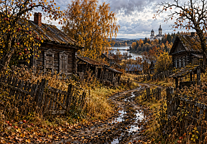 Пазл Алма деревянный 1000 деталей. Домик в деревне. Осенняя пора