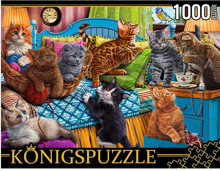 Пазл Konigspuzzle 1000 деталей: Игривые котята