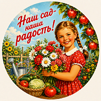 Пазл Алма деревянный круглый 142 детали. Винтажная коллекция. Наш сад - наша радость