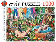 Пазл Artpuzzle 1000 деталей: Французские бульдоги в саду