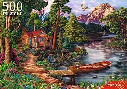 Пазл Рыжий Кот 500 деталей: Домик у реки