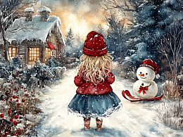 Пазл Алма деревянный 500 деталей. Новый год. В гостях у снеговика
