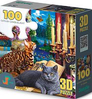 Пазл 3D Jazzle Puzzle 100 деталей: Коты при свечах