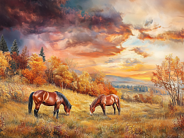 Пазл Алма деревянный 500 деталей. Лошади. Дыхание осени