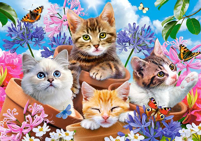 Пазл Castorland 500 деталей: Котята в цветах