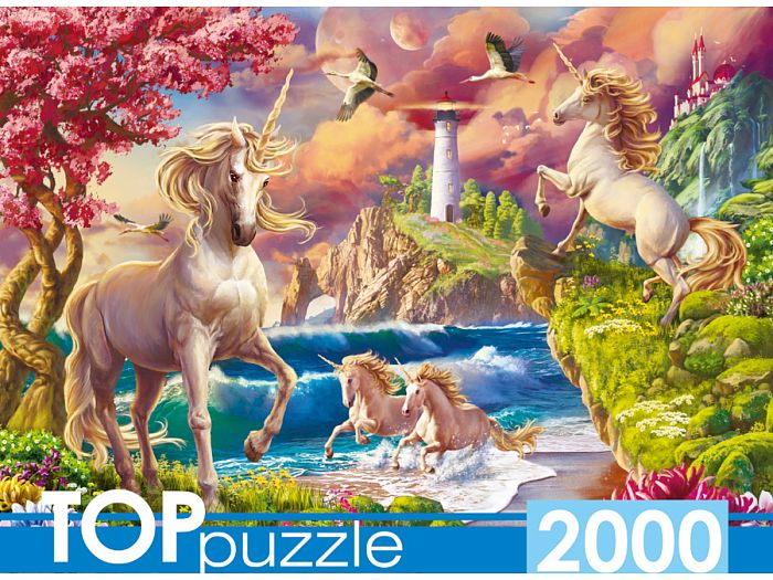 Пазл TOP Puzzle 2000 деталей: Маяк и единороги
