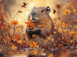 Пазл Алма деревянный 500 деталей. Дикие и симпатичные. Осенняя капибара