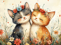 Картина интерьерная на стену, постер. Милые котята