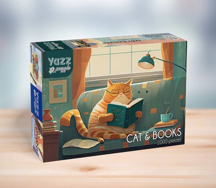 Пазл Yazz 1000 деталей: Кот и книги