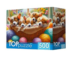 Пазл TOP Puzzle 500 деталей: Корги в корзине