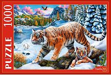 Пазл Рыжий Кот 1000 деталей: Зимние тигры