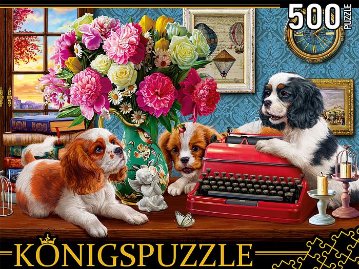 Пазл Konigspuzzle 500 деталей: Щенки в кабинете