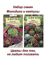 Семена, набор семян комнатные цветы серия "Кактусы и суккуленты", 2 пакета