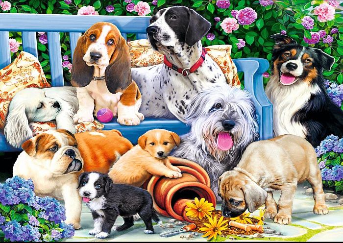Пазл Trefl 1000 деталей: Собаки в саду