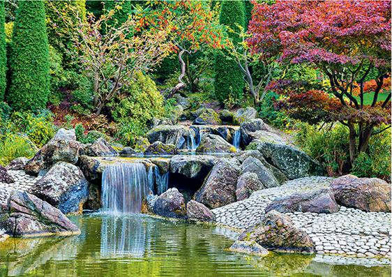 Пазл Степ 560 деталей: Каскадный водопад в японском саду
