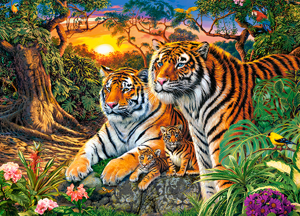 Пазл Castorland 180 деталей: Семья тигров