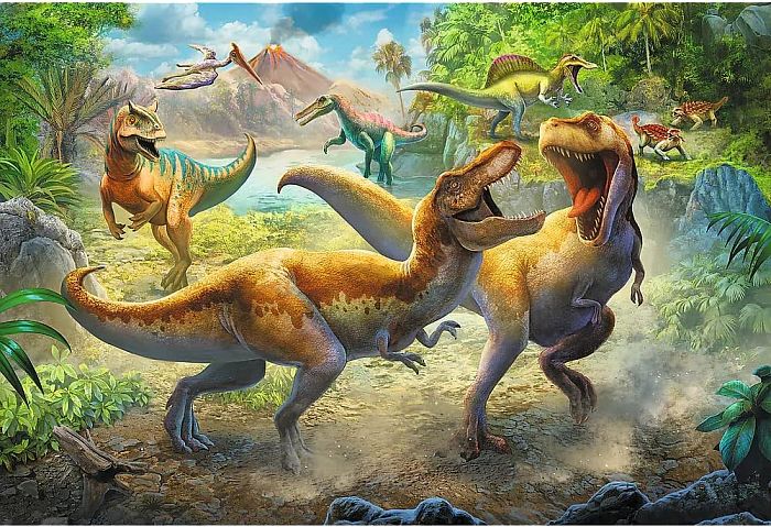 Пазл Trefl 160 деталей: Борьба тиранозавров