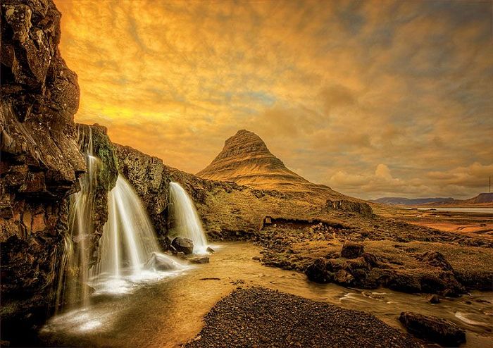 Пазл Educa 1000 деталей: Водопад Киркьюфетльсфос, Исландия