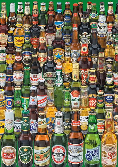 Пазл 1000 деталей Educa: Коллекция бутылок пива
