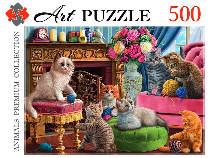 Пазл Artpuzzle 500 деталей: Котята у камина