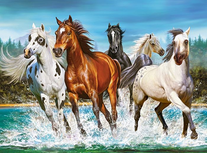 Пазл  Castorland 2000 деталей: Бегущие лошади