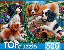 Пазл TOP Puzzle 500 деталей: Щенки спаниеля в саду