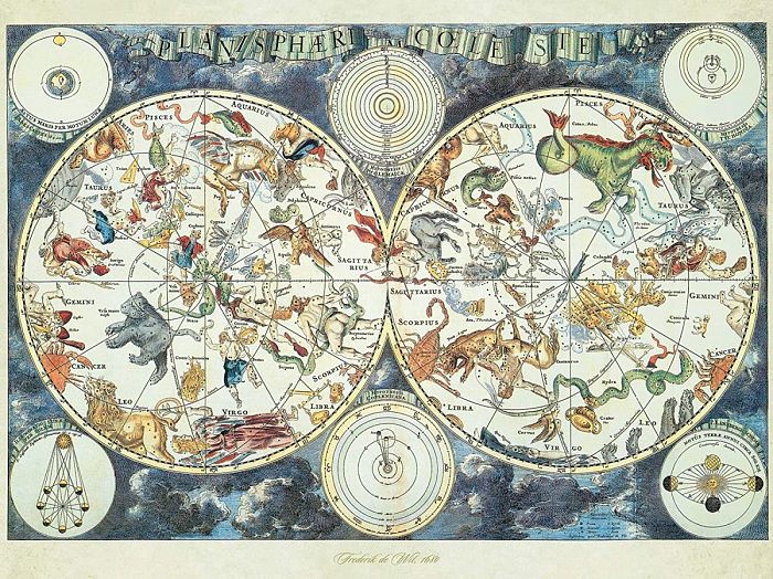 Пазл Ravensburger 1500 деталей: Карта мира с фантастическими зверями
