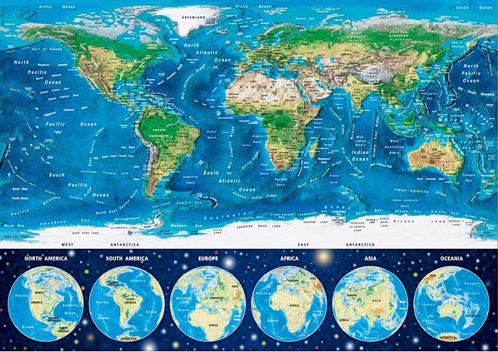 Пазл 1000 деталей Educa: Неоновая карта мира