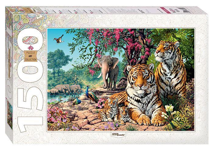 Пазл Степ 1500 деталей: Тигры
