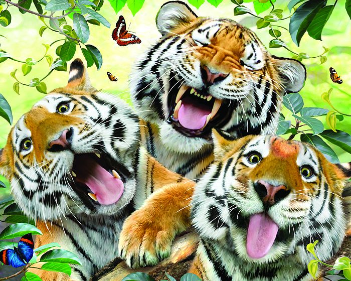 Пазл Prime 3D 100 деталей: Тигры селфи