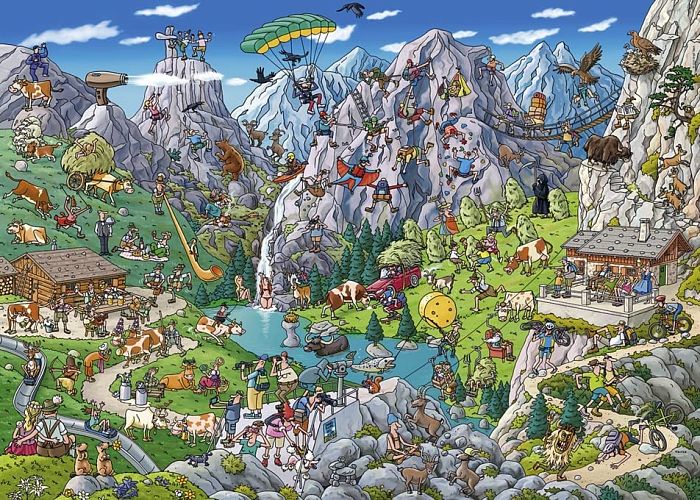 Пазл Heye 1000 деталей: Туристы в Альпах