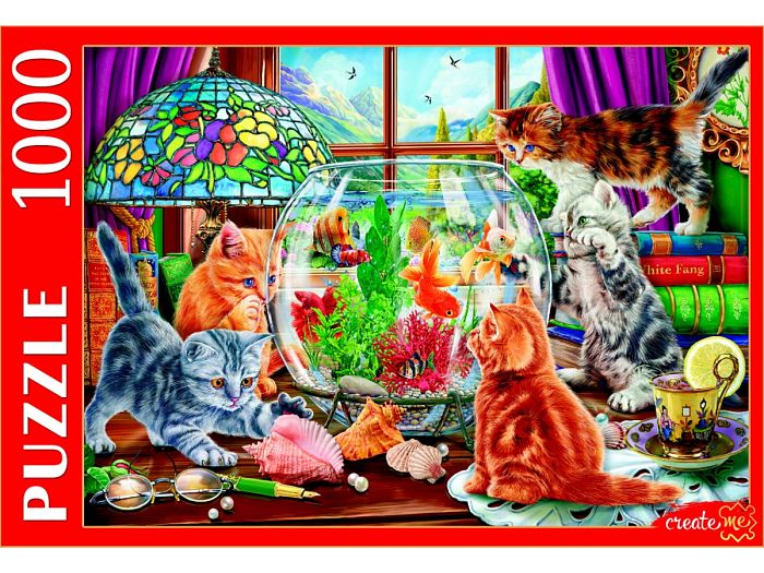 Пазл Рыжий Кот 1000 деталей: Котята у аквариума