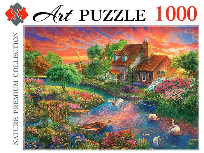 Пазл Artpuzzle 1000 деталей: Лебеди на закате