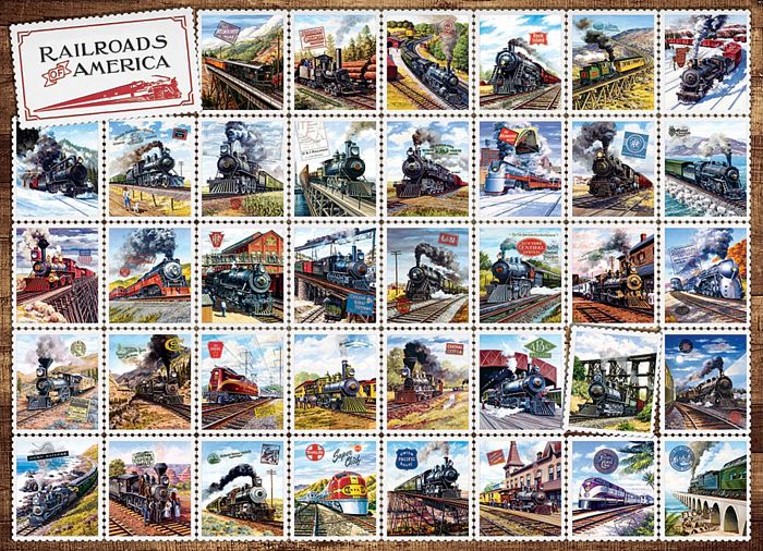 Пазл Cobble Hill 1000 деталей: Железные дороги - марки