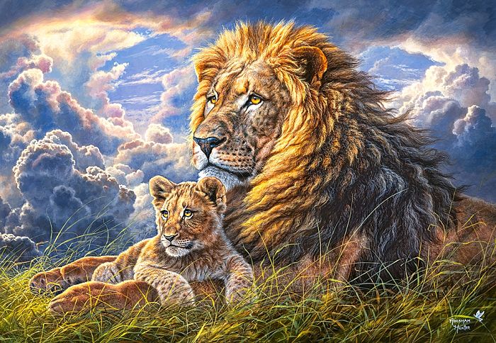 Пазл Castorland 1000 деталей: Львы: отец и сын