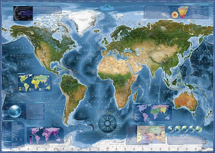 Пазл Heye 2000 деталей: Спутниковая карта Земли