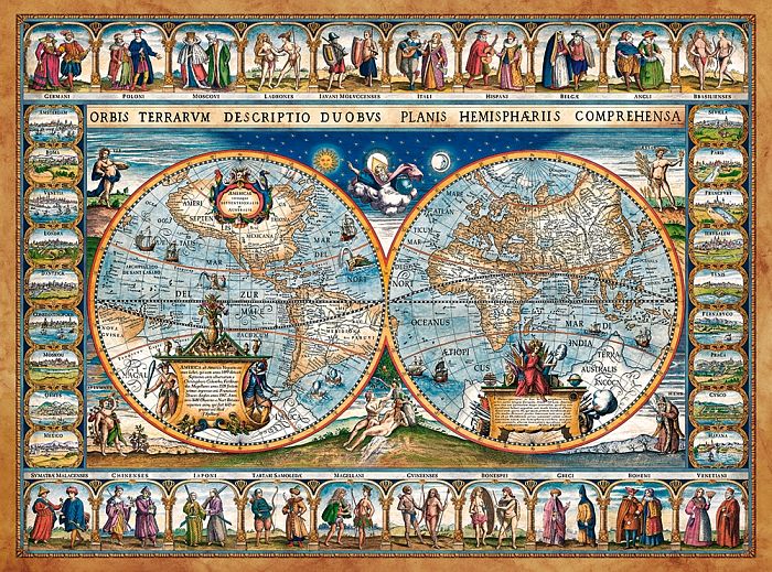 Пазл  Castorland 2000 деталей: Карта мира, 1639