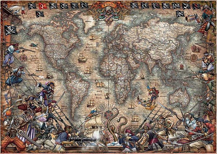 Пазл Educa 2000 деталей: Пиратская карта