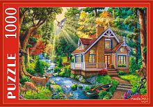 Пазл Рыжий Кот 1000 деталей: Лесной домик